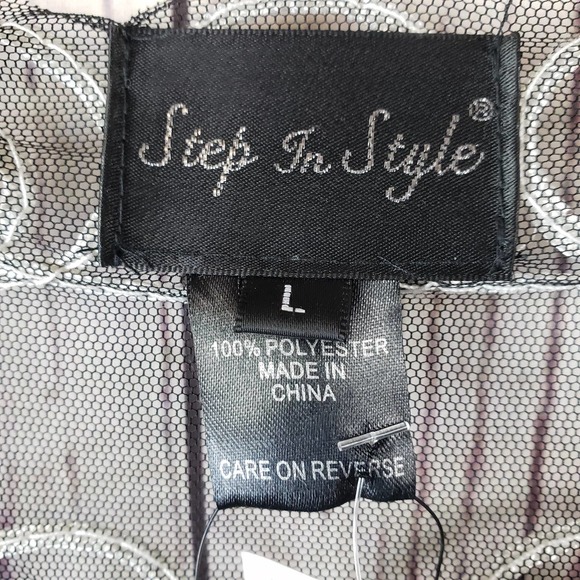 Step In Style Shawl Wrap Womens Size Large Sheer Embroidered Black - Picture 5 of 7